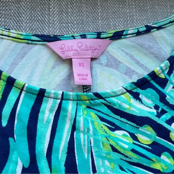 Lilly Pulitzer Ophelia Dress in Bright Navy Party Like a Flick Star Pineapple - Picture 4 of 6